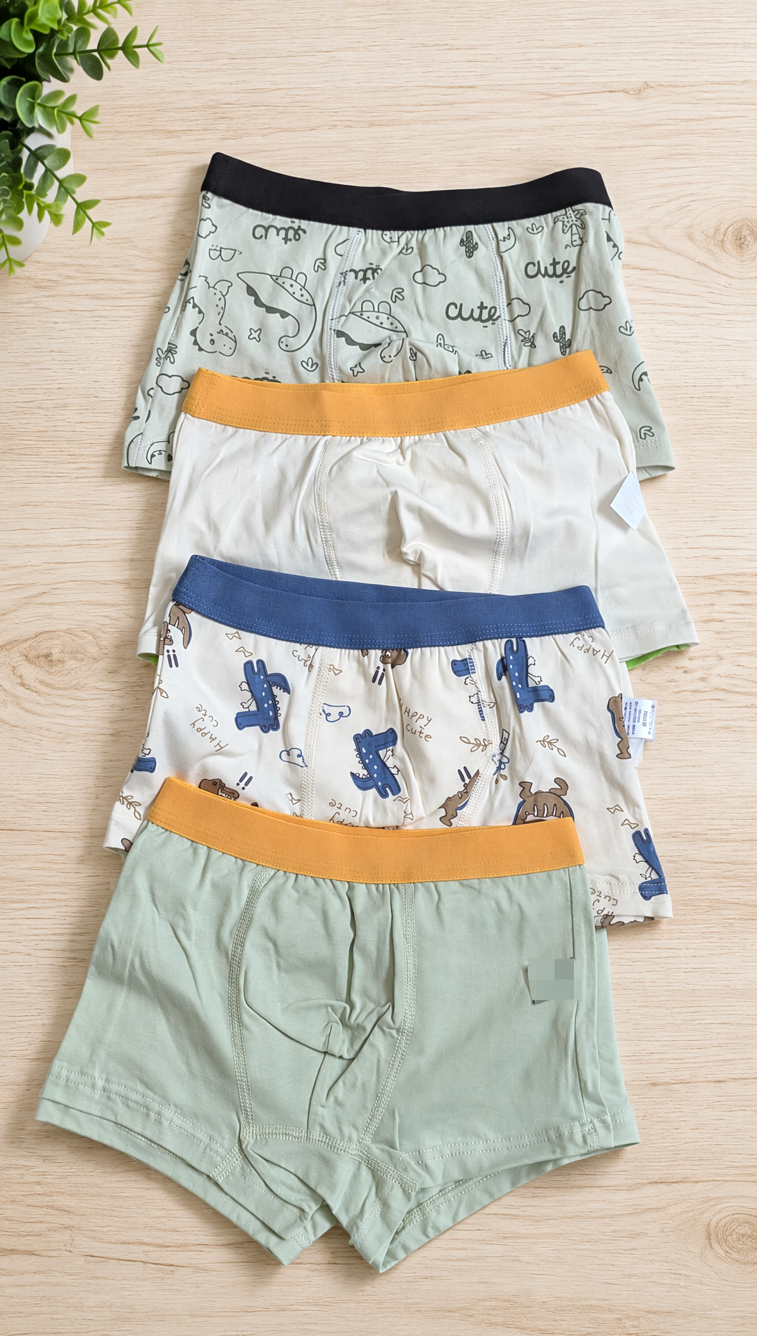 Lot de 4 culottes en coton pour enfants filles et garçons