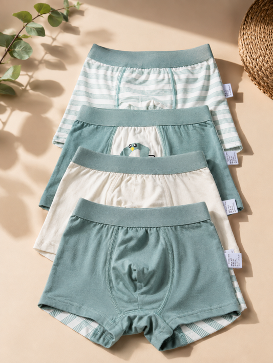 Lot de 4 culottes en coton pour enfants filles et garçons